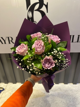 5 adet ithal lila gülden buket